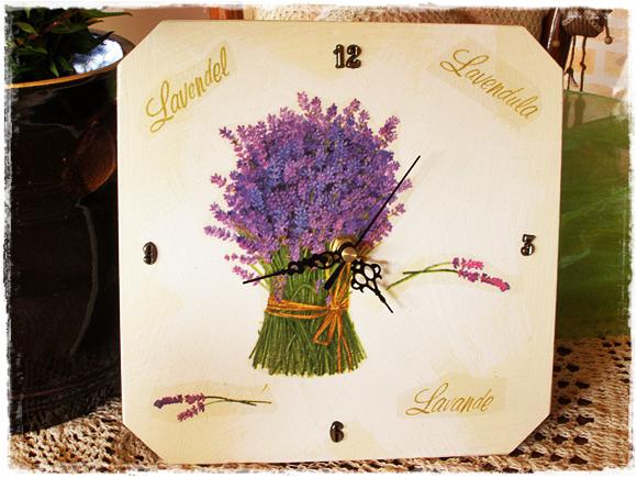 Zegar Lawenda Bukiet na cian Lawendowy rcznie malowany Kwiaty Rkodzieo